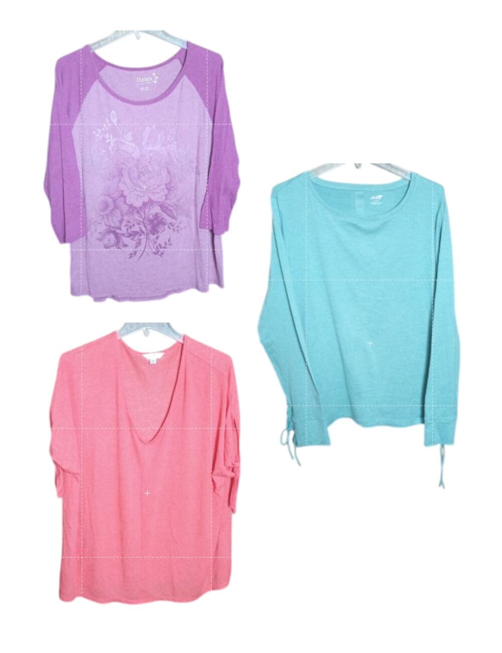 Bundle Set of 3: Women XXL Mixed Brand Lot Lightweight Casual Tops T-shirts